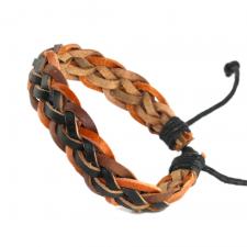BLACK AND TWO SHADES OF BROWN BRAIDED BRACELET