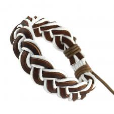 WHITE AND BROWN BRAIDED BRACELET