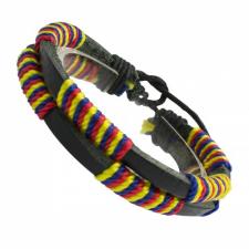 Double Stranded Multi Colored Leather Bracelet