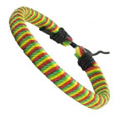Adjustable Black Leather Bracelet With Irie Colored Strap