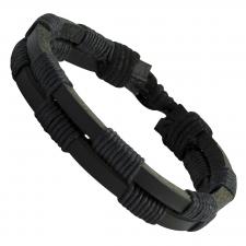 Adjustable Black Leather Double Strap Bracelet