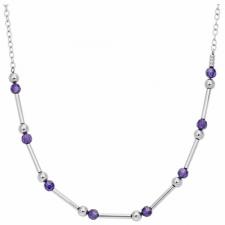 Stainless Steel Necklace with Violet Beads