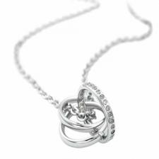 Stunning Stainless Steel Circular Pendant With Clear CZ's Encrusetd All Around The Pendant--Certain Lady Collection