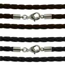 Braided Leather Necklace with Lobster Clasp