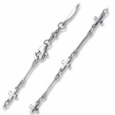 Stainless Steel Bar and Crosses Necklace-- 4.6mm Wide