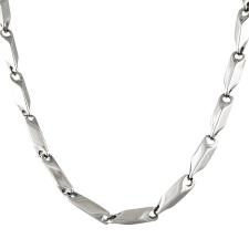 Stainless Steel Link Necklace with Prism Shape Links (24 in)