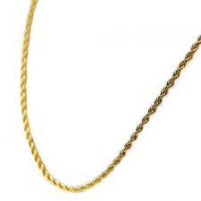 Stainless Steel Gold PVD Necklace with Braid-Like Design 