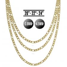 Gold Tone Stainless Steel Figaro Chain