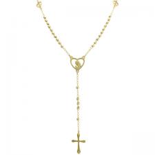 Stainless Steel Gold PVD Mary Heart Rosary