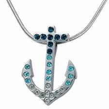 Stainless steel pendant  Jeweled Anchor design (Chain not included)