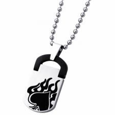 Stainless Steel Dog Tag Pendant With Black PVD 