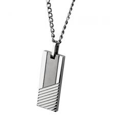 Neo-Classic Stainless Steel Rectangular Pendant With Etchend Design