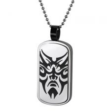 Stainless Steel Dog Tag Pendant With Tribal Face Design