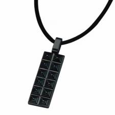 Gorgeous Geometric Tungsten Pendant with Black PVD Coating & Woven Cord