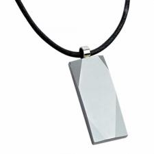 Rectangular Tungsten Pendant with Cord Necklace