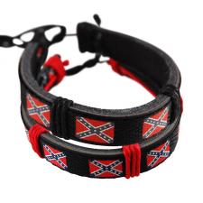 American Heritage rebel Flag Leather Bracelet