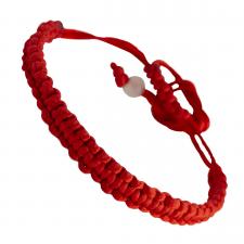 Red Nylon Braided Bracelet with Small Clear Beads