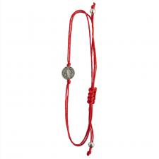 Red Nylon Bracelet with Saint Benedict Charm 12 Pcs. Pack 