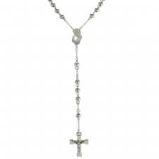 Stainless Steel Rosary with with Jesus on the Cross and a Praying Virgin Mary Centerpiece