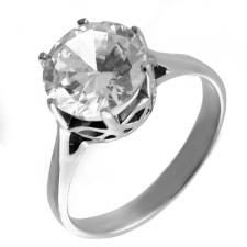 Stainless Steel Ring with 10 mm Clear CZ