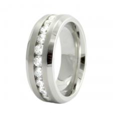 Stainless Steel Ring with CZ Center
