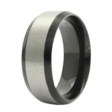 Stainless Steel Ring with Black PVD Edges