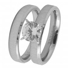 Stainless Steel Wedding Bands with CZ Stone