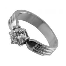 Stainless Steel Ring with Round Clear 6 mm CZ