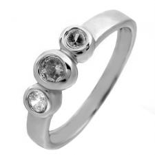 Stainless Steel Ring with 3 Clear CZ