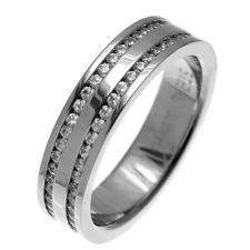 Stainless Steel Ring with double CZ's Inlets