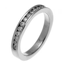 Stainless Steel Ring with CZ's inlet