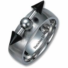 Awesome Stainless Steel Ring With Eyebrow Piercing With Spikes Through It
