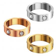 6MM Stainless Steel CZ Ring Band