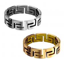 Stainless Steel Greek Key Ring