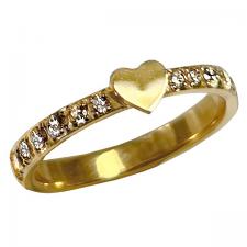 Stainless Steel Gold pvd Ring with Heart