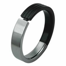 Gorgeous Stainless Steel Ring With Black PVD With Stripes Across It