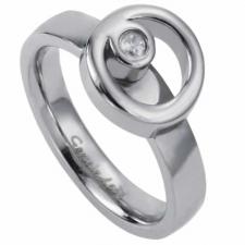 Gorgeous Stainless Steel Ring with Circle and Cubic Zirconia