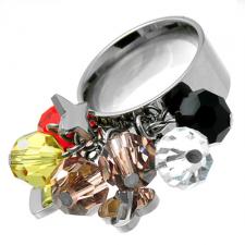Stainless Steel Comfort Fit Ring with Dangling Charms and Beads