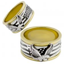 Stainless Steel Two Tone USA Eagle Ring Spinner