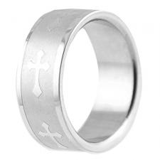 Stainless Steel Ring with Cross Design
