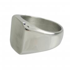 Stainless Steel Plain Signet Ring w/ Brushed Center