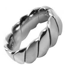 Stainless Steel Ring With Diagonal Twist Design