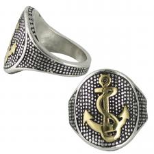 Stainless Steel with Gold PVD Anchor Ring