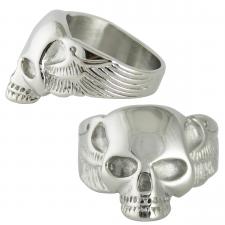 Men's Biker Stainless Steel Wing Skull Ring