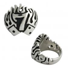 Stainless Steel Lucky 7 Dice Flame Ring
