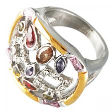 Vintage Ring with Color Stones in Steel