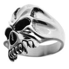 Stainless Steel Gothic Cracked Skull Ring 