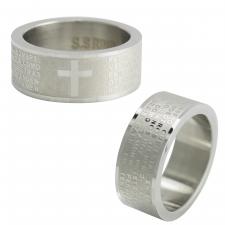 Stainless Steel, Cross, Ring, Padre Nuestro, Prayer.