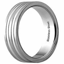 Stainless Steel Ring with Lines