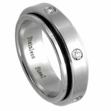 Stainless Steel Spinning Ring With Stones